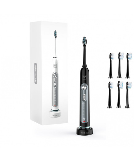 УЛЬТРАЗВУКОВА ЗУБНА ЩІТКА PROBRUSH 9.0 (ULTASONIC) + НАСАДКИ (6 ШТУК) біла/чорна