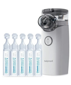 Інгалятор МЕШ ультразвуковий Helpmedi NebuCare для дітей і дорослих + 40 ампул фізіологічного розчину