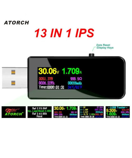USB-тестер Atorch U96 13-в-1. Цифровий вольтметр, амперметр