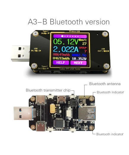 USB тестер A3-B + Bluetooth c завантажувальним резонансом