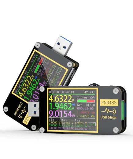 USB тестер FNIRSI FNB48S (без Bluetooth) PD QC тригер протокол швидкої зарядки