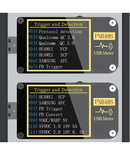 USB тестер FNIRSI FNB48S (без Bluetooth) PD QC тригер протокол швидкої зарядки