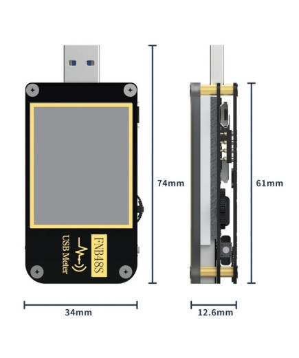 USB тестер FNIRSI FNB48S (без Bluetooth) PD QC тригер протокол швидкої зарядки