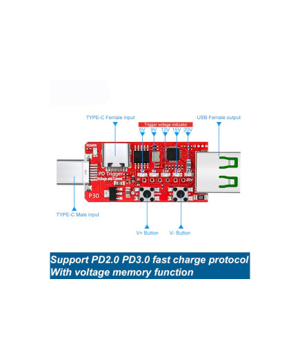 PD тригер P30 5V 9V 12 V 15 V 20 V PD2.0 PD3.0 Trigger