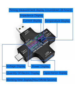 USB-тестер Atorch (TYPE-C, Micro USB) 3,60-32,0 V; 0-150.0W; 0-99999 mAh c Bluetooth