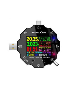 USB Тестер ATORCH UD18 — 18 в 1 (DC: 3,6V-32V, I: 0-5,1A, 0-99999Ah, 0-99999Wh) з Bluetooth (Android та iOS)
