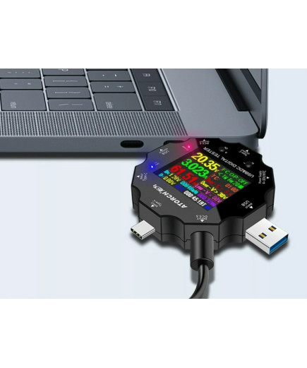 USB Тестер ATORCH UD18 — 18 в 1 (DC: 3,6V-32V, I: 0-5,1A, 0-99999Ah, 0-99999Wh) з Bluetooth (Android та iOS)
