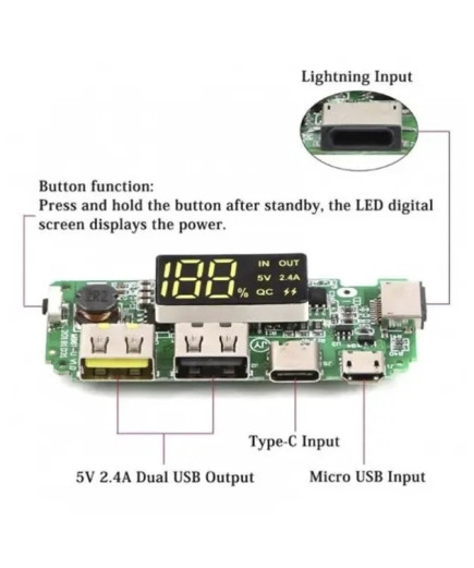 Плата контролер H961-U для POWERBANK V6.0 з LED-дисплеєм 5 В 2,4 А