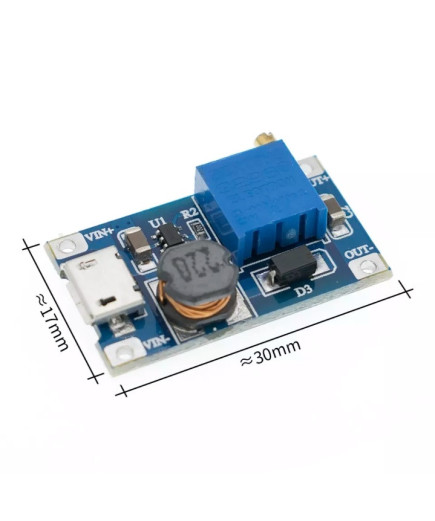 Підвищувальний перетворювач напруги DC-DC MT3608 (HW-183) до 28 В з MicroUSB вх
