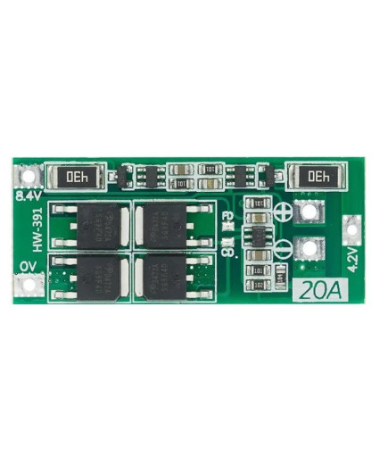 Плата BMS 2S 20A 7,4V (8,4V) HW-391 для Li-Ion акумуляторів (контролер заряду/розряджання) з балансуванням