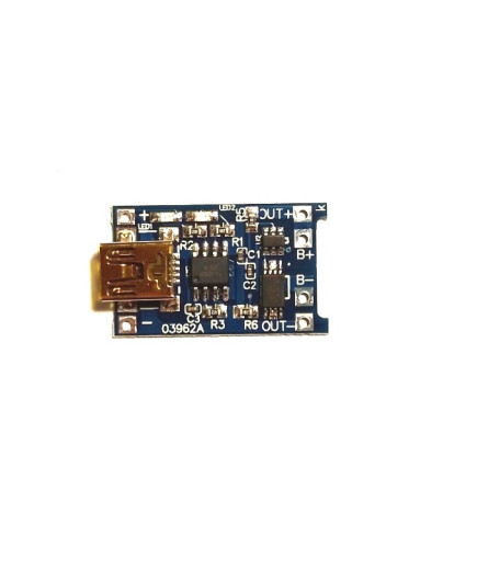 Плата контролер заряду TP4056 для Li-Ion акумуляторів з Mini USB, з захистом від перезарядження та перерозряджання
