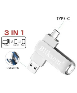 USB накопичувач 2.0 Bliksem 64 Гб c OTG USB і Type-C у металевому корпусі