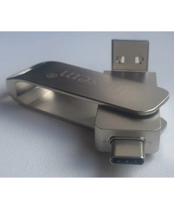 USB накопичувач 2.0 Bliksem 64 Гб c OTG USB і Type-C у металевому корпусі