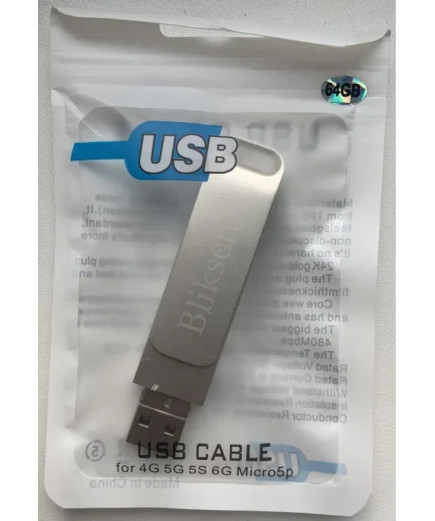 USB накопичувач 2.0 Bliksem 64 Гб c OTG USB і Type-C у металевому корпусі