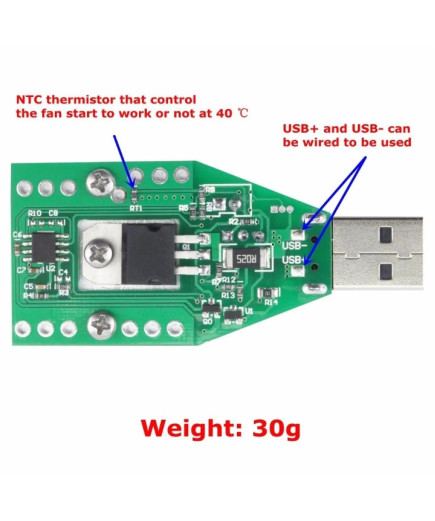 USB навантаження (0,15-3,00А; 15 Вт; 3,7-13В) з кулером і радіатором