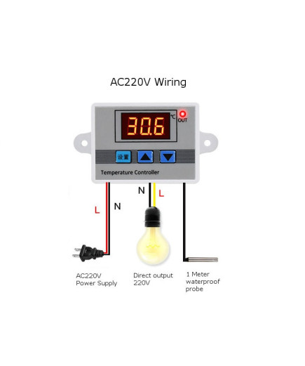 Терморегулятор XH-W3002 220 V (від -55 °C до +110 °C)