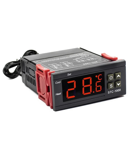 Терморегулятор STC-1000 (точність 0.1 °C), 220 В, два реле 10 А, -50 ~ +99 °C, з виносним датчиком