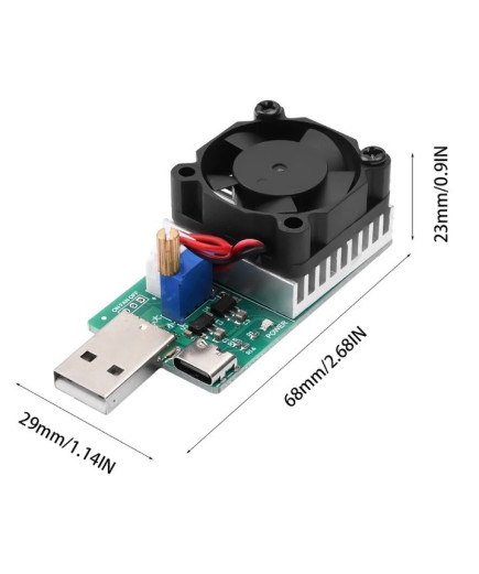 USB навантаження LX-EL01 (0,15-3,00А; 22.5 Вт; 3,7-13В) з кулером і радіатором