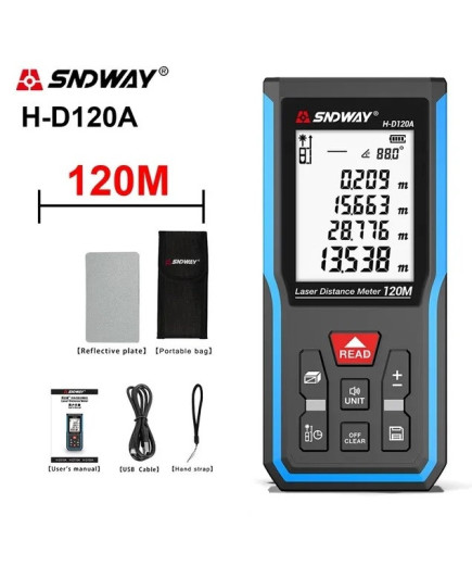 Лазерний далекомір SNDWAY H-D120A (0,05-120 м/± 1,5 мм) з акумулятором