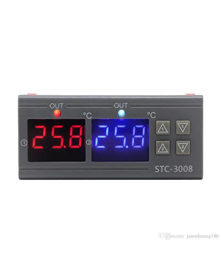 Терморегулятор (термостат) STC-3008 (-55 °C... +120 °C) двоканальний, 220V