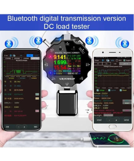 USB Тестер ATORCH UD18L — 18 в 1 з вбудованим навантаженням (DC: 3,6V-32V, I: 0-5,1A) з Bluetooth (Android та iOS)