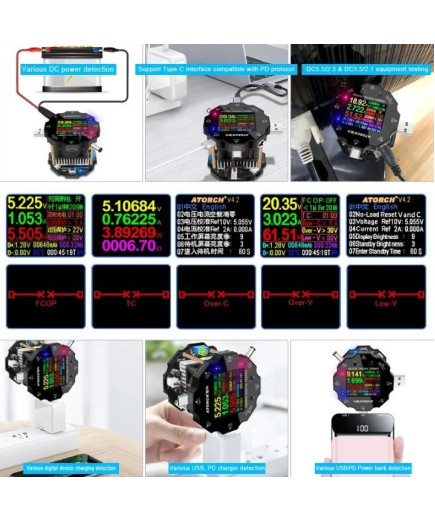 USB Тестер ATORCH UD18L — 18 в 1 з вбудованим навантаженням (DC: 3,6V-32V, I: 0-5,1A) з Bluetooth (Android та iOS)