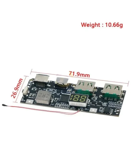 Плата контролер для POWER BANK 2 x USB 5V / 4.5 A 22.5W QC 3.0 + 4.0 з вольтметром