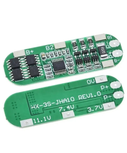 Плата BMS 3S10A HX-3S-JHA10 для Li-ion батарей із функцією балансування