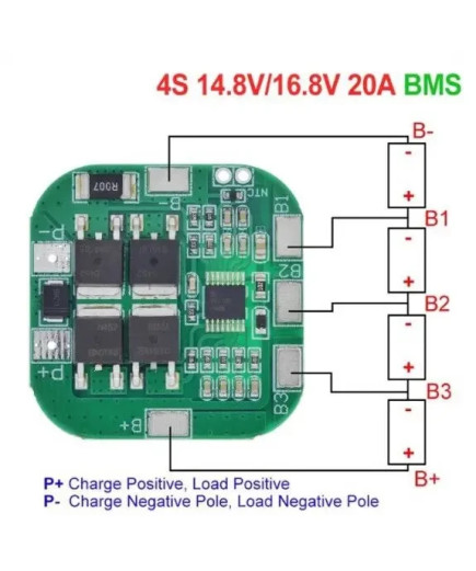 Контролер заряду та розряду HXYP-4S-BM20 20A 16.8 V для чотирьох Li-Ion акумуляторів