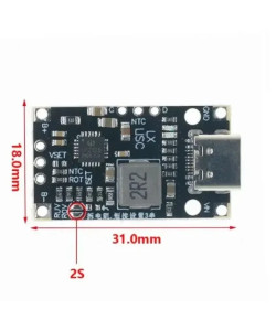 Модуль заряджання LX-USC-V2 (15 W) для 2S Lithium Battery з BMS, Роз'єм Type-C, підтримка швидкого заряджання (QC3)