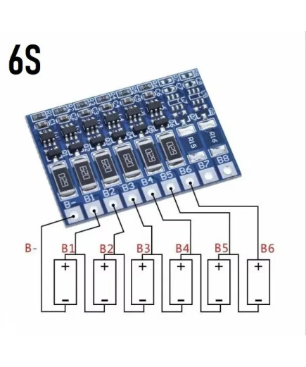 Плата BMS 6S для Li-Ion акумуляторів (4.2V±0.05V)