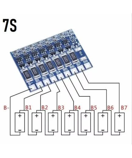 Плата BMS 7S для Li-Ion акумуляторів (4.2V±0.05V)