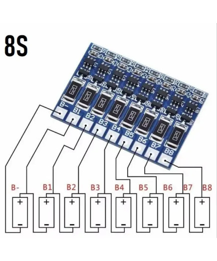 Плата BMS 8S для Li-Ion акумуляторів (4.2V±0.05V)