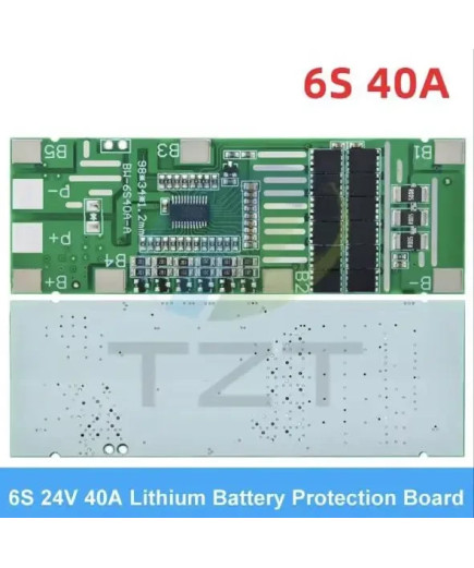 BMS плата 6S 40A Контролер заряду/розряду 6S Li-Ion 18650 з балансуванням 24V 40A max