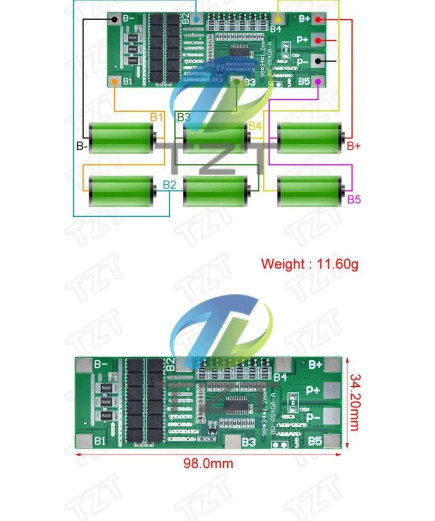 BMS плата 6S 40A Контролер заряду/розряду 6S Li-Ion 18650 з балансуванням 24V 40A max