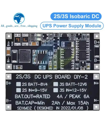 Плата ДБЖ UPS 12V 3A (3S 50W) — модуль безперебійного живлення